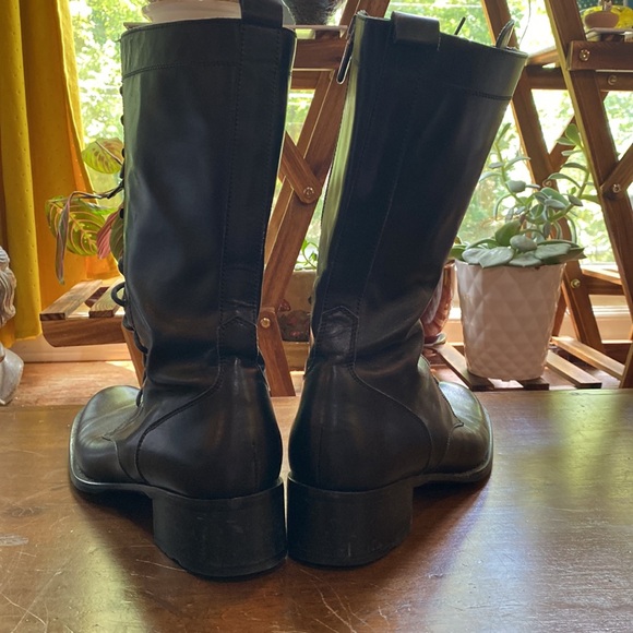 Beautiful Black Italian leather Vera Gomma boots EU 40 US 10.5 laces and zipper - Picture 7 of 11